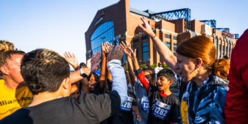 OVER 1,200 LOCAL STUDENTS CELEBRATING HEALTH, WELLNESS, & RUNNING AT THE APEX BENEFITS MONUMENTAL KIDS 5K PRESENTED BY INDIANA UNIVERSITY INDIANAPOLIS, CULMINATING IN LUCAS OIL STADIUM.